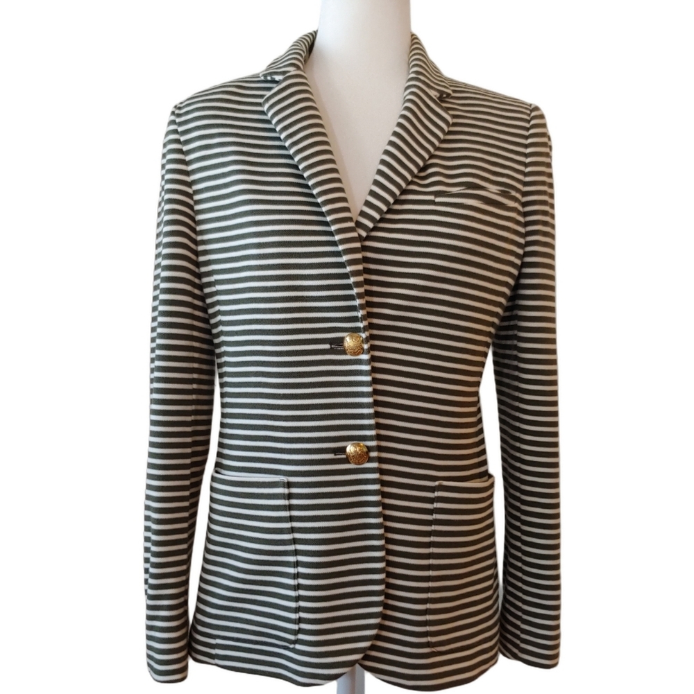 LAUREN Ralph Lauren Olive & Cream Striped Women's Blazer size Medium